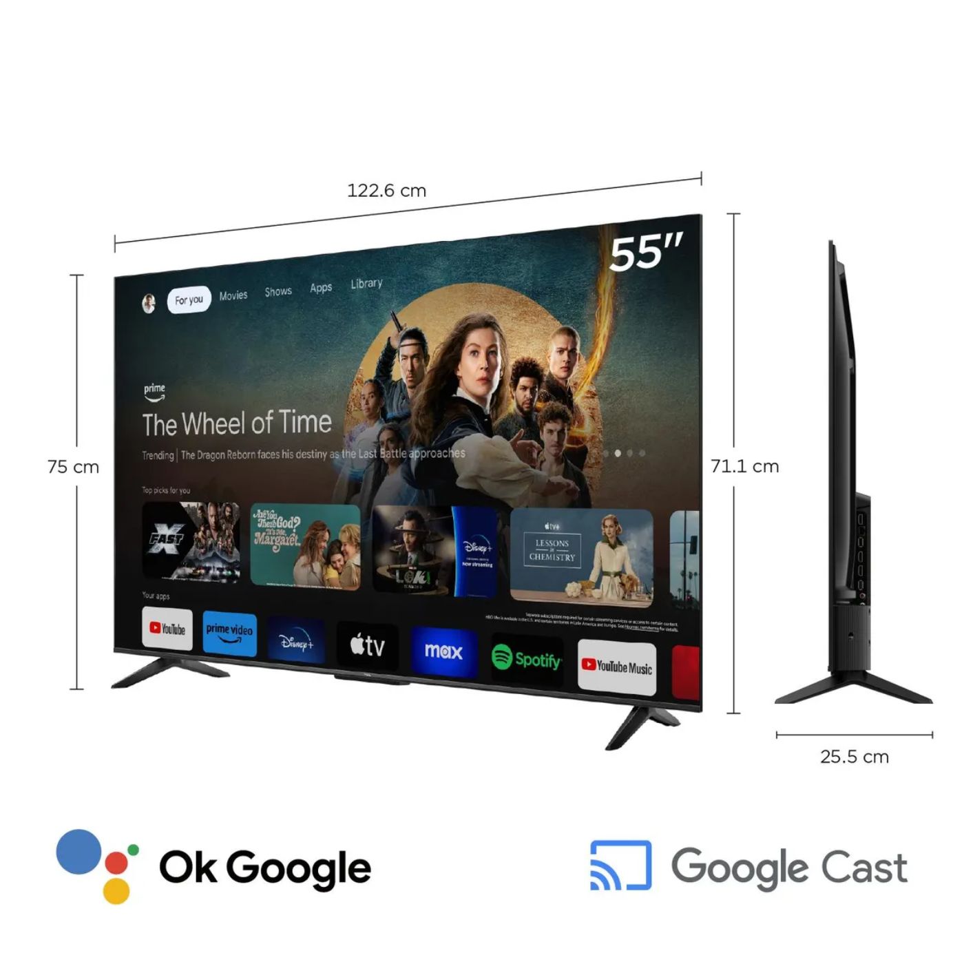 TELEVISOR 55'' TCL QLED UHD 4K 55T6C GOOGLETV 2025 - 2