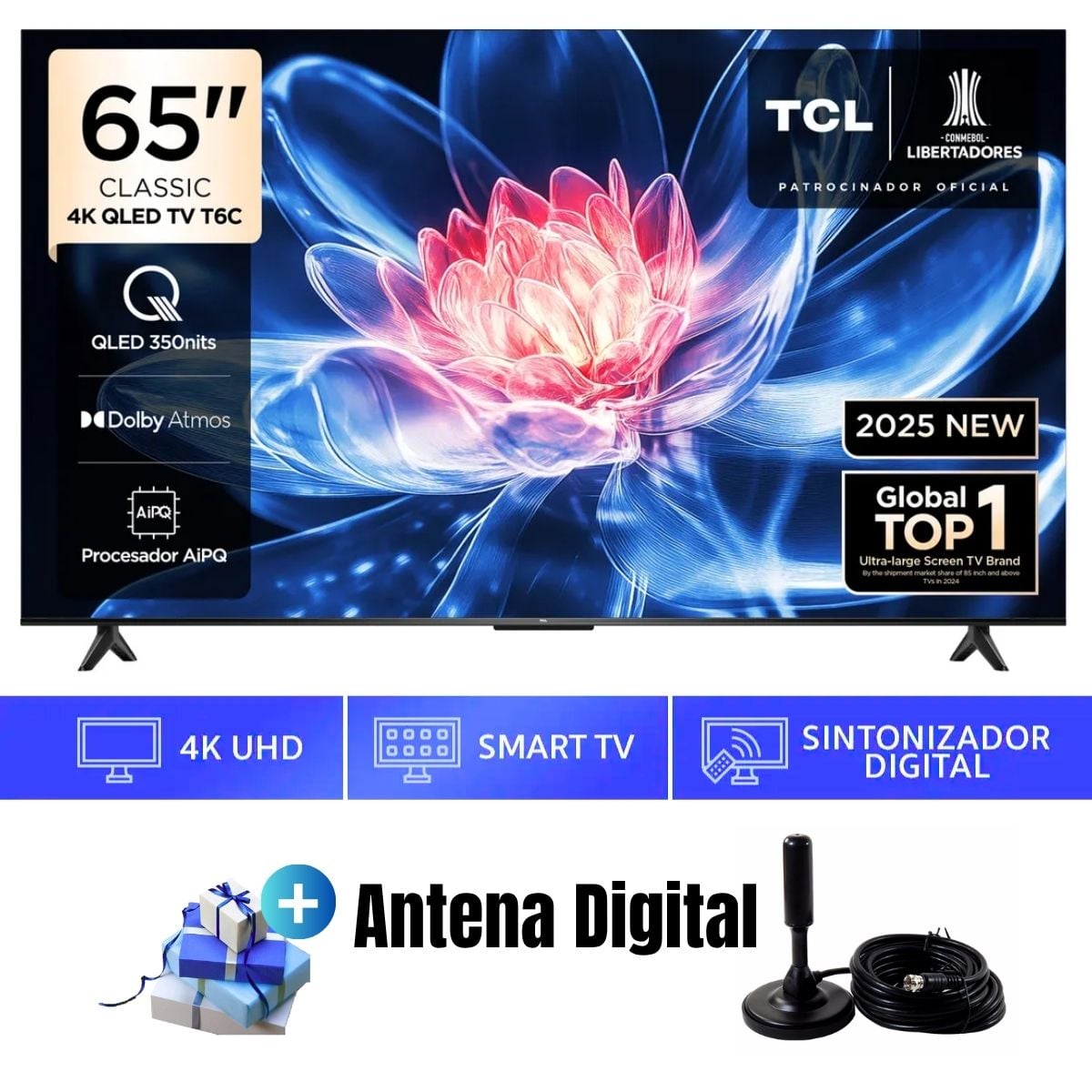 TELEVISOR 65'' TCL QLED 4K UHD GOOGLE TV 65T6C 2025 + ANT - 1