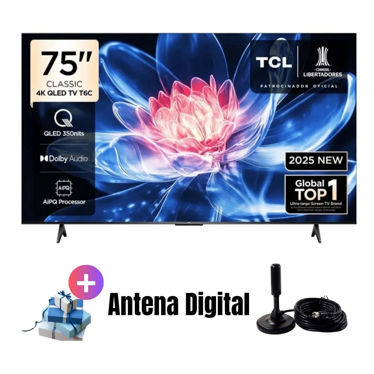 TELEVISOR TCL 75'' QLED UHD 4K GOOGLETV 75T6C 2025 + ANT - 1