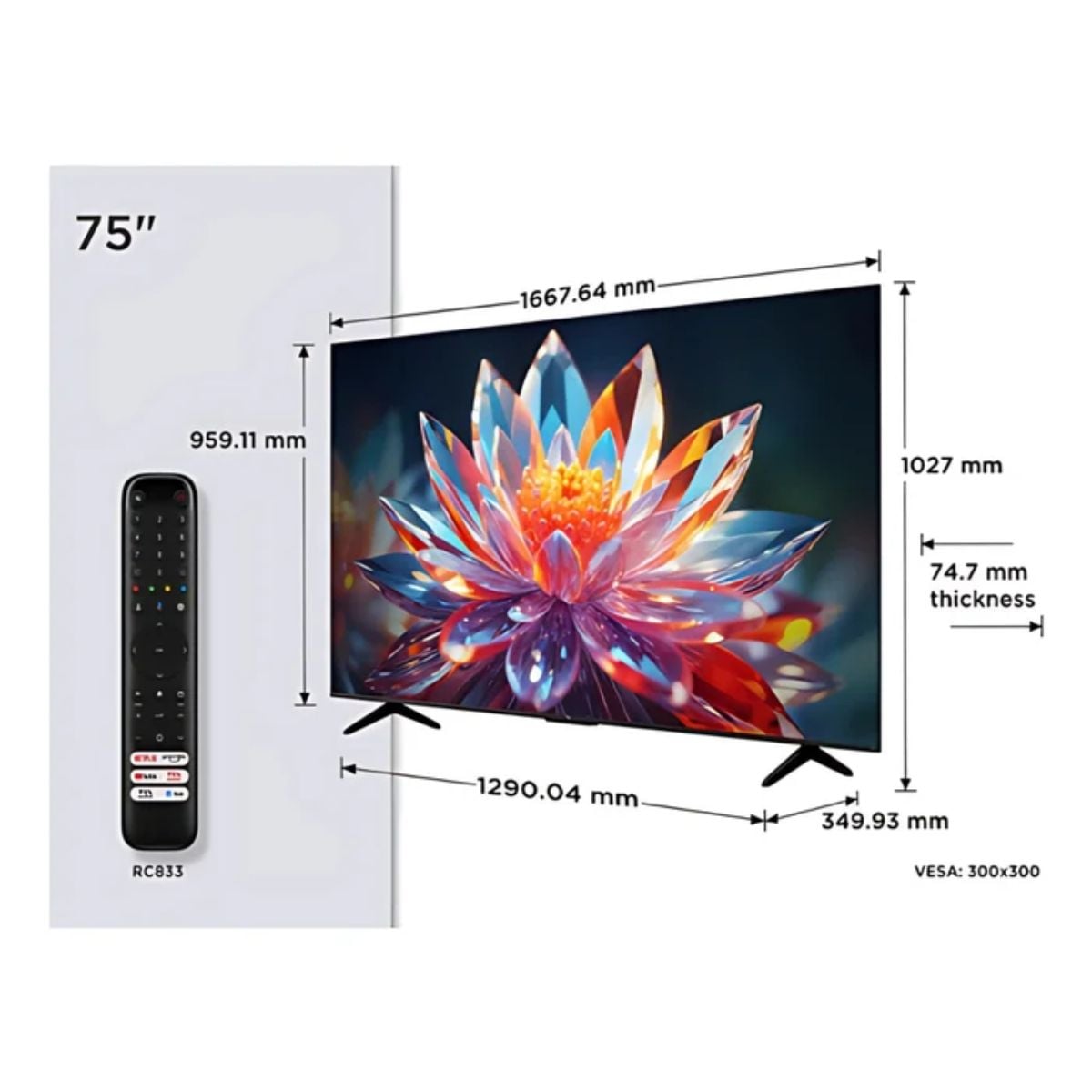 TELEVISOR TCL 75'' QLED UHD 4K GOOGLETV 75T6C 2025 + ANT + SOUNDBAR TCL - 2