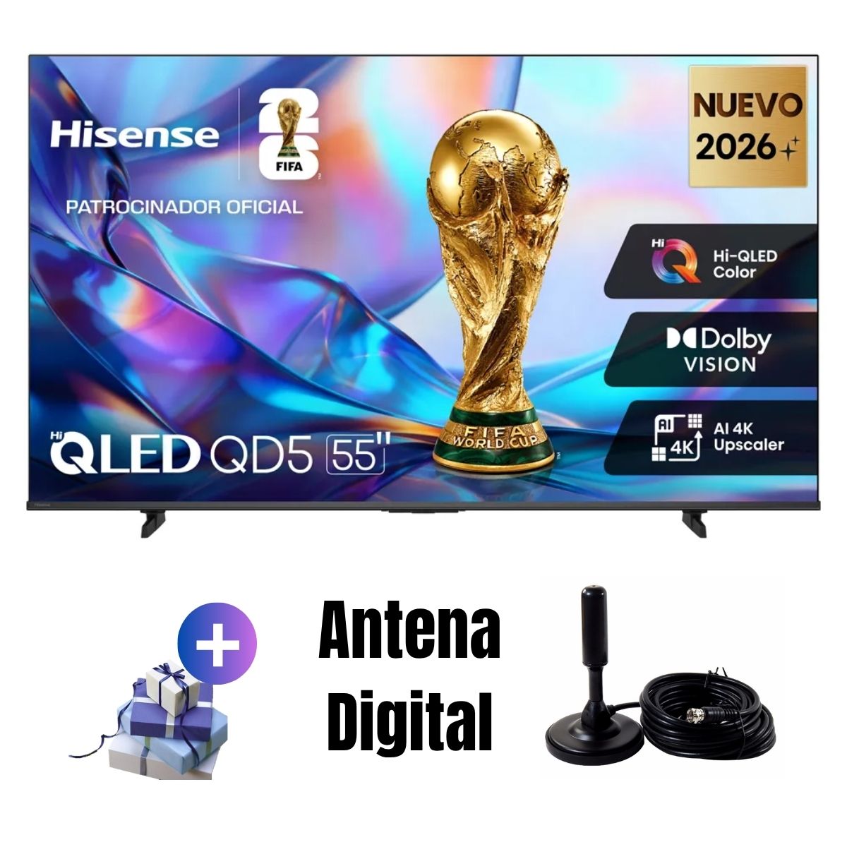 TELEVISOR SMART TV HISENSE 55'' QLED UHD 4K 55QD5SV 2026 + ANT - 1