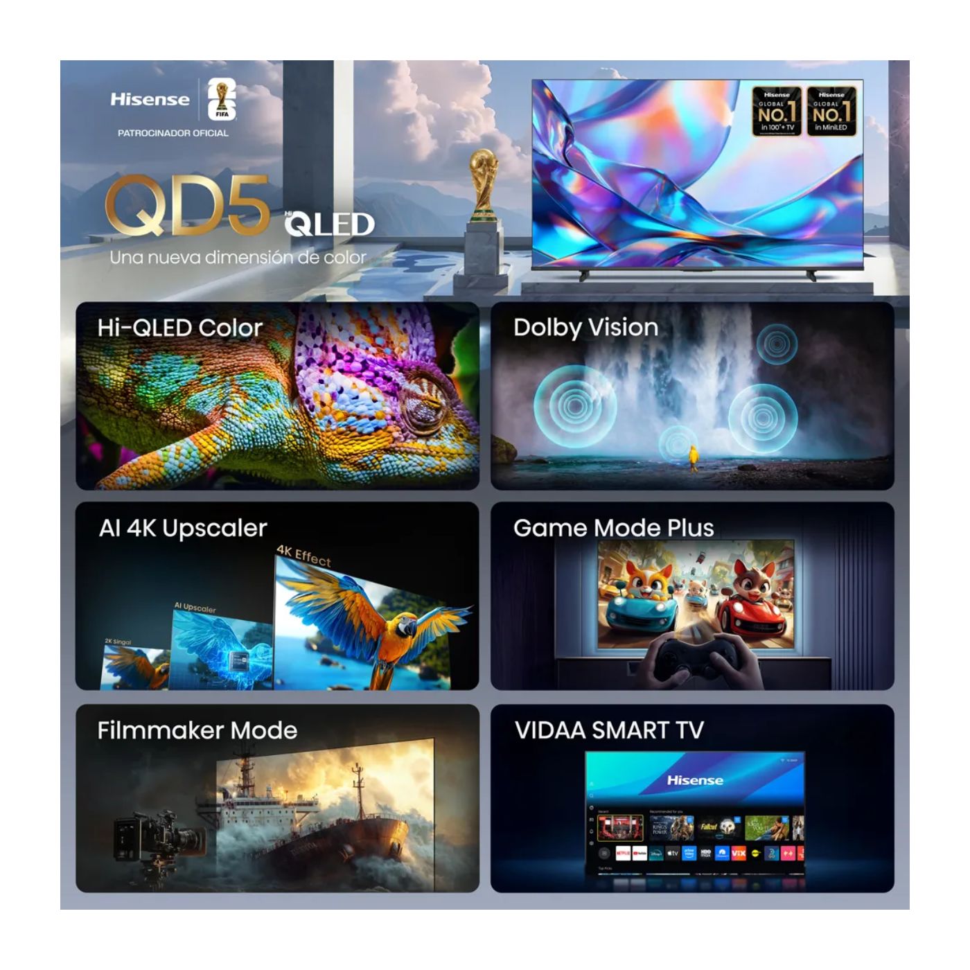 TELEVISOR SMART TV HISENSE 55'' QLED UHD 4K 55QD5SV 2026 + ANT - 3