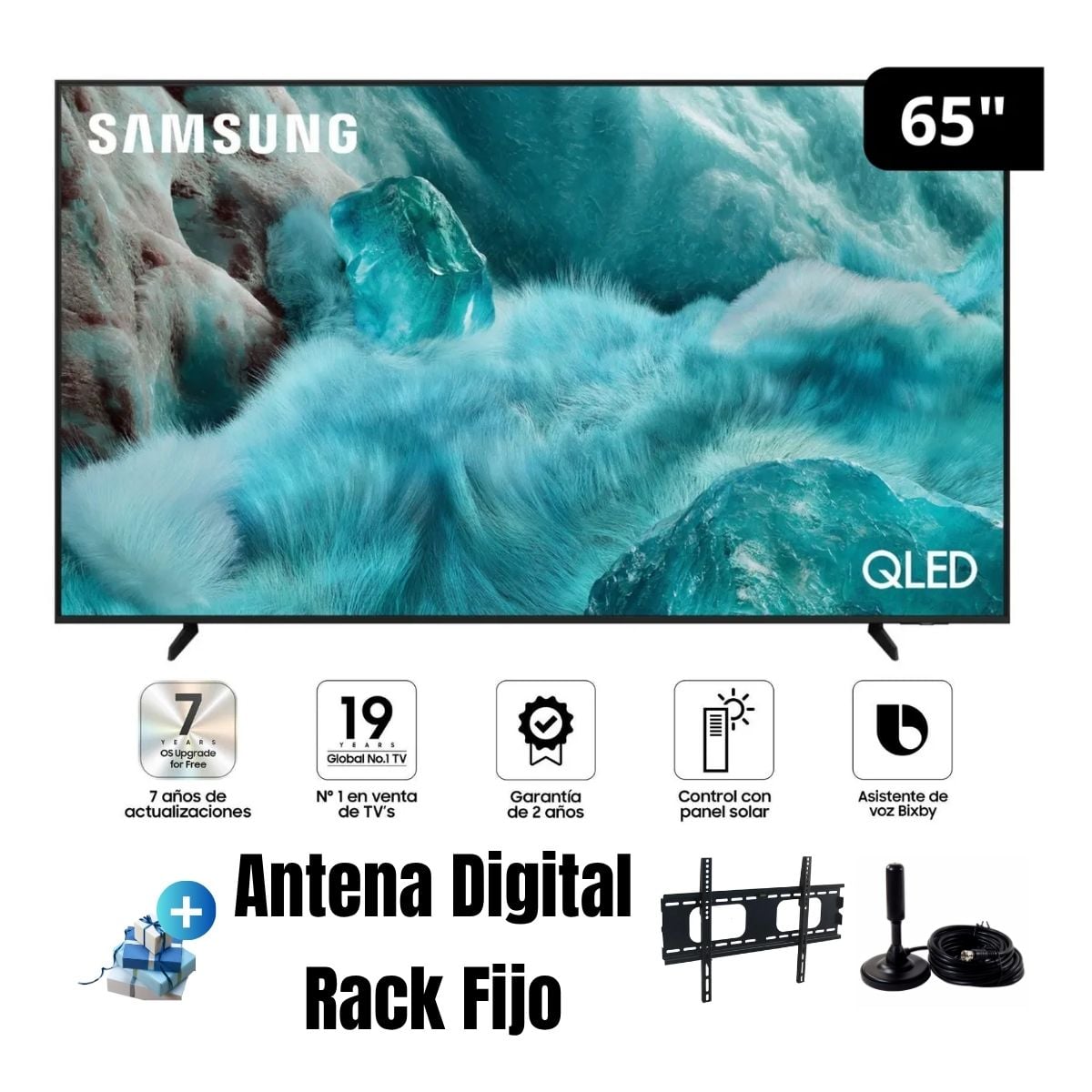TELEVISOR SAMSUNG 65'' VISION AI QLED UHD 4K QN65Q7FAAGXPE 2025 + ANT + RACK FIJO - 1