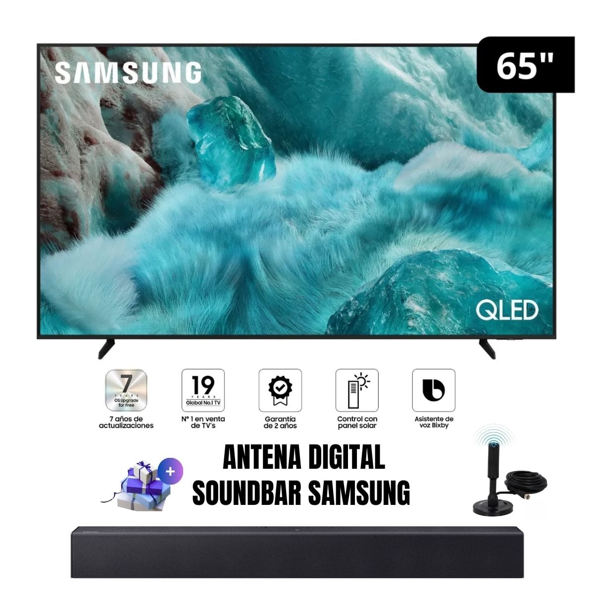 TELEVISOR SAMSUNG 65'' VISION AI QLED UHD 4K QN65Q7FAAGXPE 2025 + ANT + SOUNDBAR SAMSUNG - 1