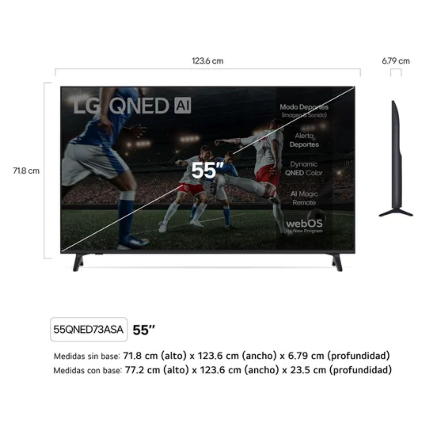 TELEVISOR SMART TV 55'' LG QNED UHD 4K 55QNED73ASA 2026 + ANT + MAGIC + SOUNDBAR TCL - 2