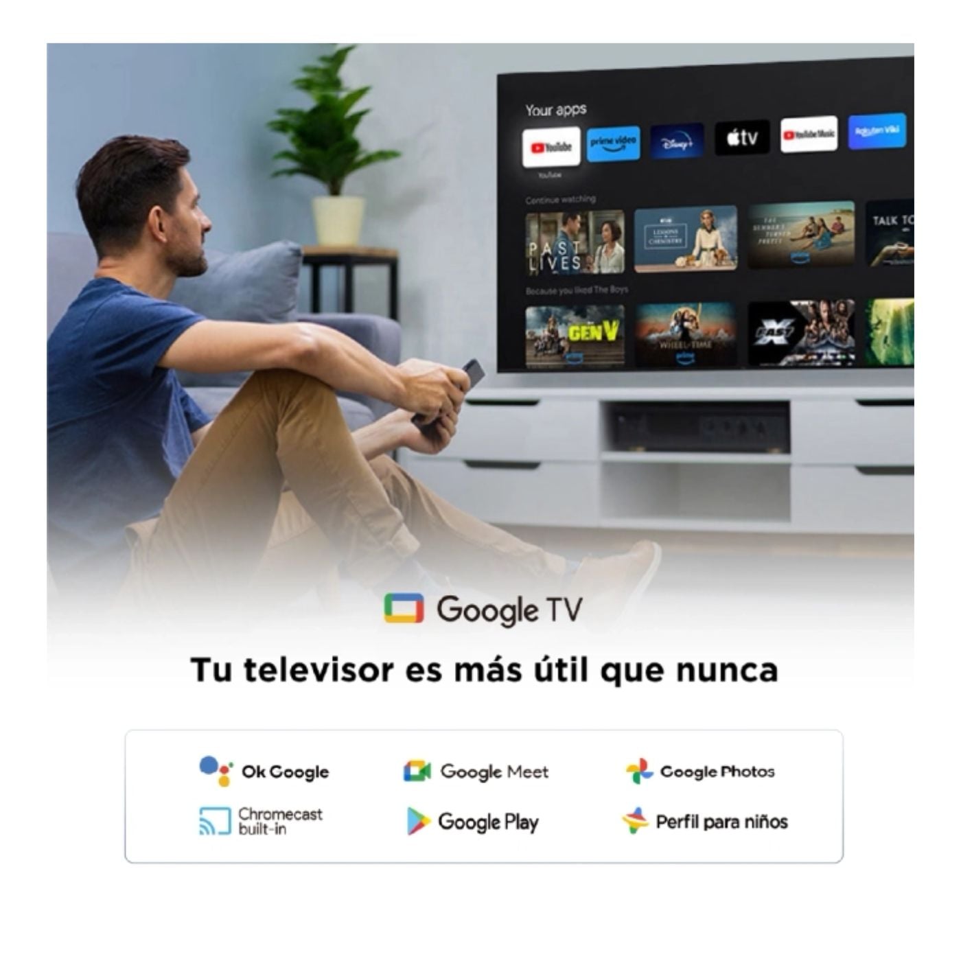 TELEVISOR SMART TV TCL 55'' LED UHD 4K 55V6C GOOGLETV 2025 + ANTENA DIGITAL - 4