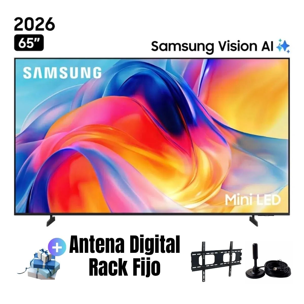 TELEVISOR SAMSUNG 65'' MINI LED M70H UHD 4K TIZEN UN65M70HAGXPE 2026 + ANT + RACK FIJO - 1