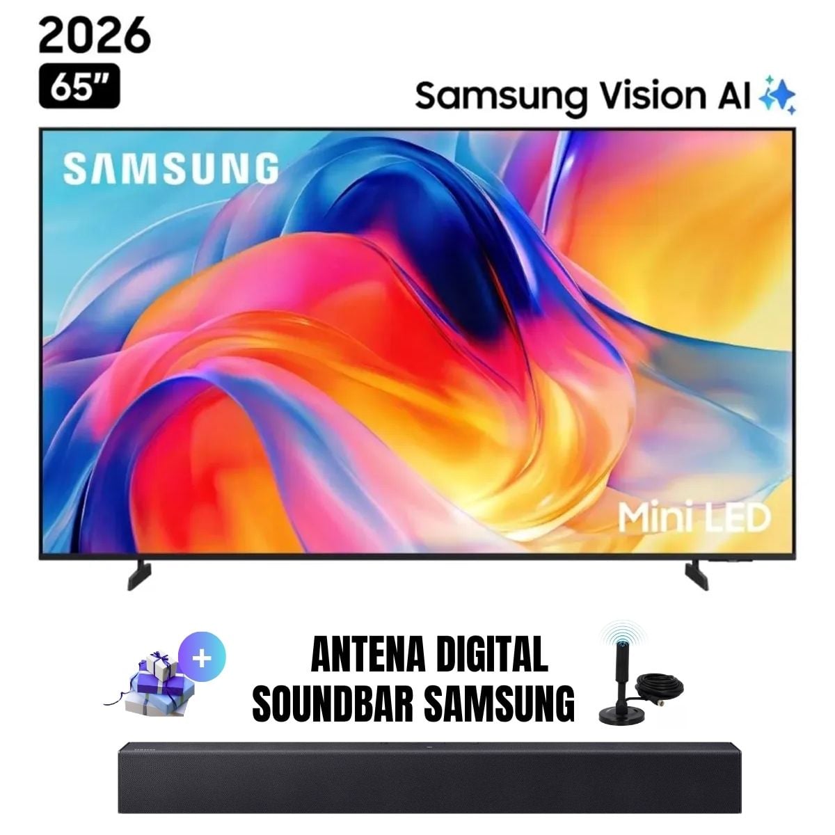 TELEVISOR SAMSUNG 65'' MINI LED M70H UHD 4K TIZEN UN65M70HAGXPE 2026 + ANT + SOUNDBAR SAMSUNG - 1