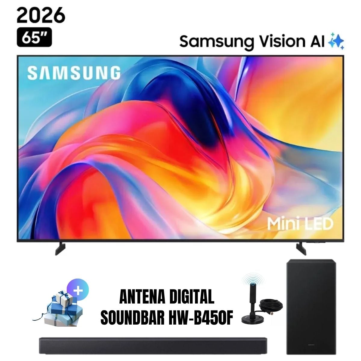 TELEVISOR SAMSUNG 65'' MINI LED M70H UHD 4K TIZEN UN65M70HAGXPE 2026 + ANT + SOUNDBAR HW-B450F - 1