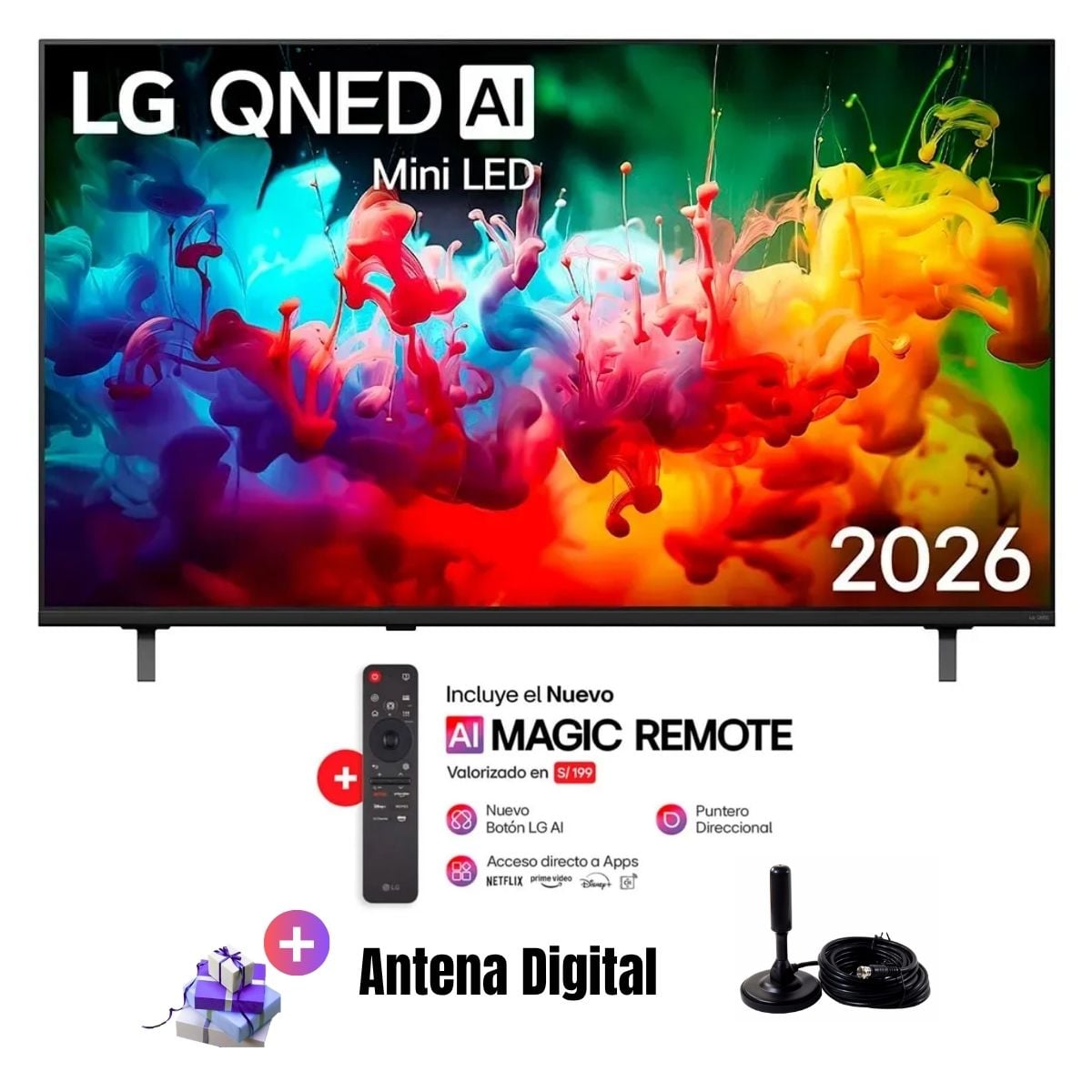 TELEVISOR SMART TV LG 65'' QNED UHD 4K 65QNED65BSA 2026 + ANTENA DIGITAL - 1