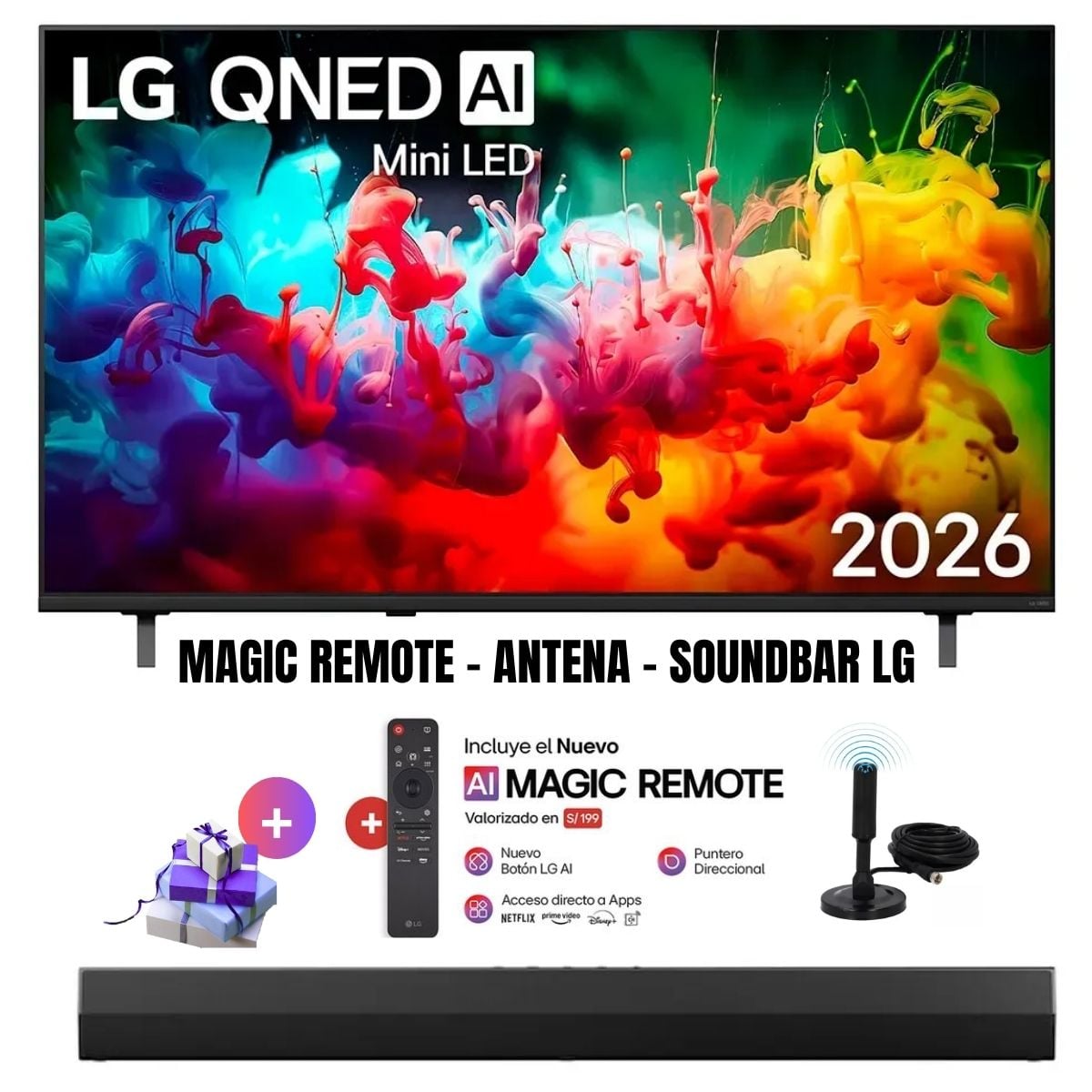 TELEVISOR SMART TV LG 65'' QNED UHD 4K 65QNED65BSA 2026 + ANT + MAGIC + SOUNDBAR LG - 1