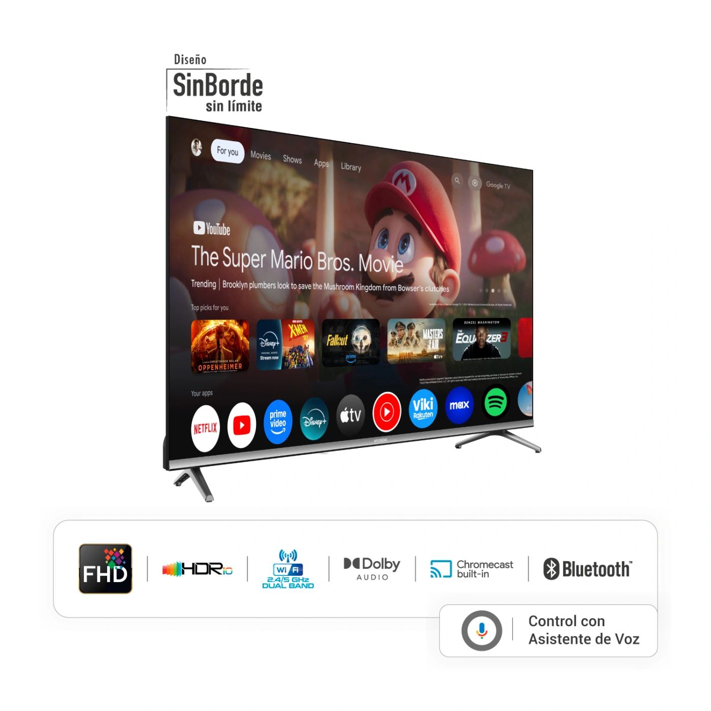 TELEVISOR SMART TV 43'' HYUNDAI FHD QLED GOOGLETV HYLED4326QG - 2