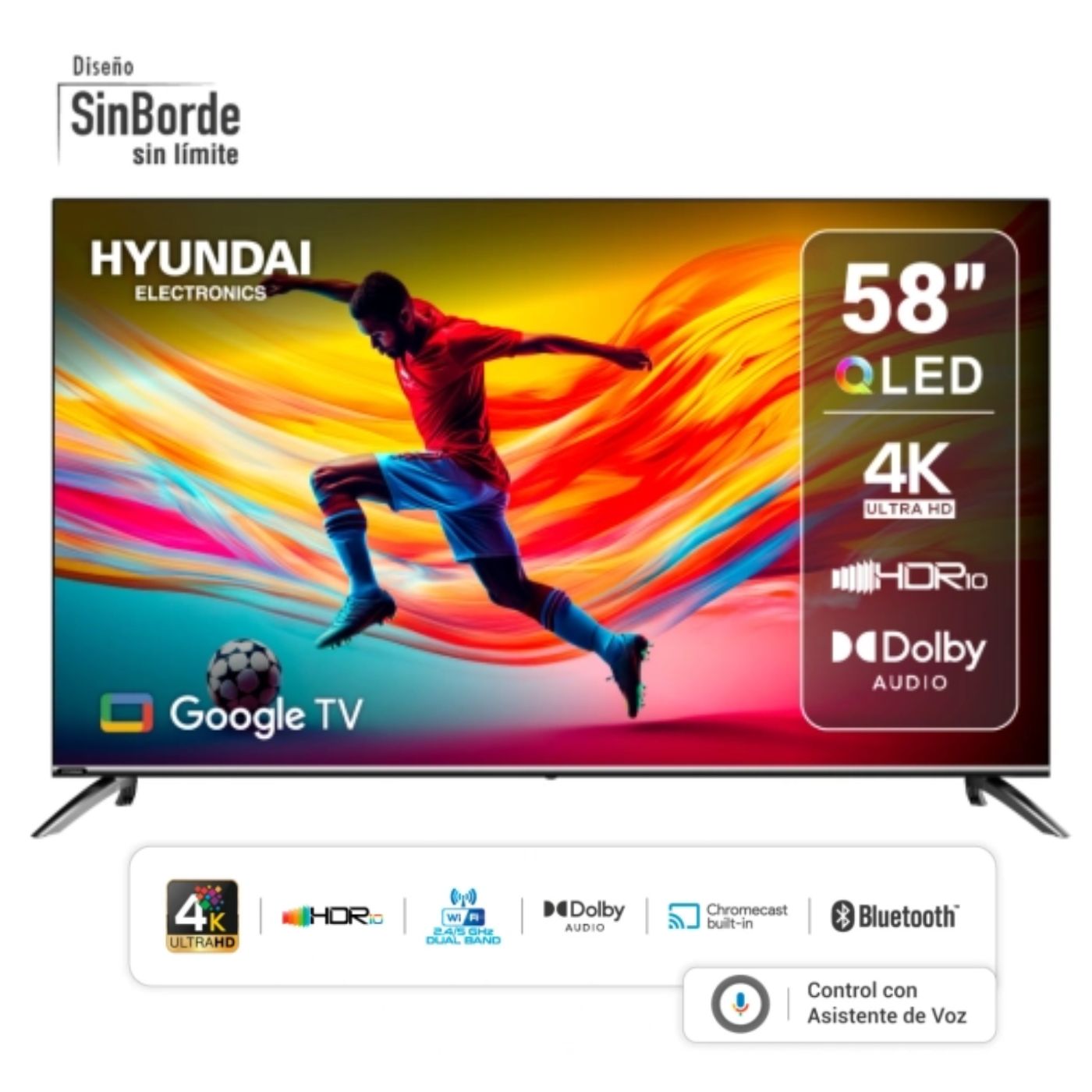 TELEVISOR SMART TV HYUNDAI 58 QLED UHD 4K GOOGLETV HYLED5813QG - 1