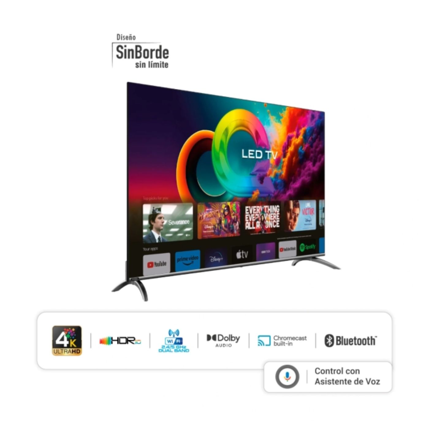 TELEVISOR SMART TV HYUNDAI 58 QLED UHD 4K GOOGLETV HYLED5813QG + ANTENA + RACK FIJO - 2