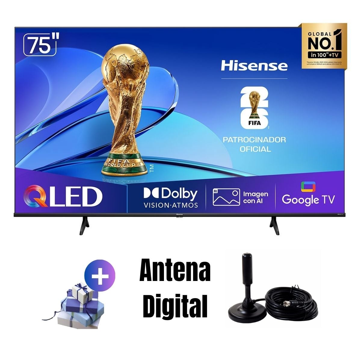 TELEVISOR SMART TV 75'' QLED UHD 4K 75QD6N GOOGLETV 2025 + ANTENA DIGITAL - 1