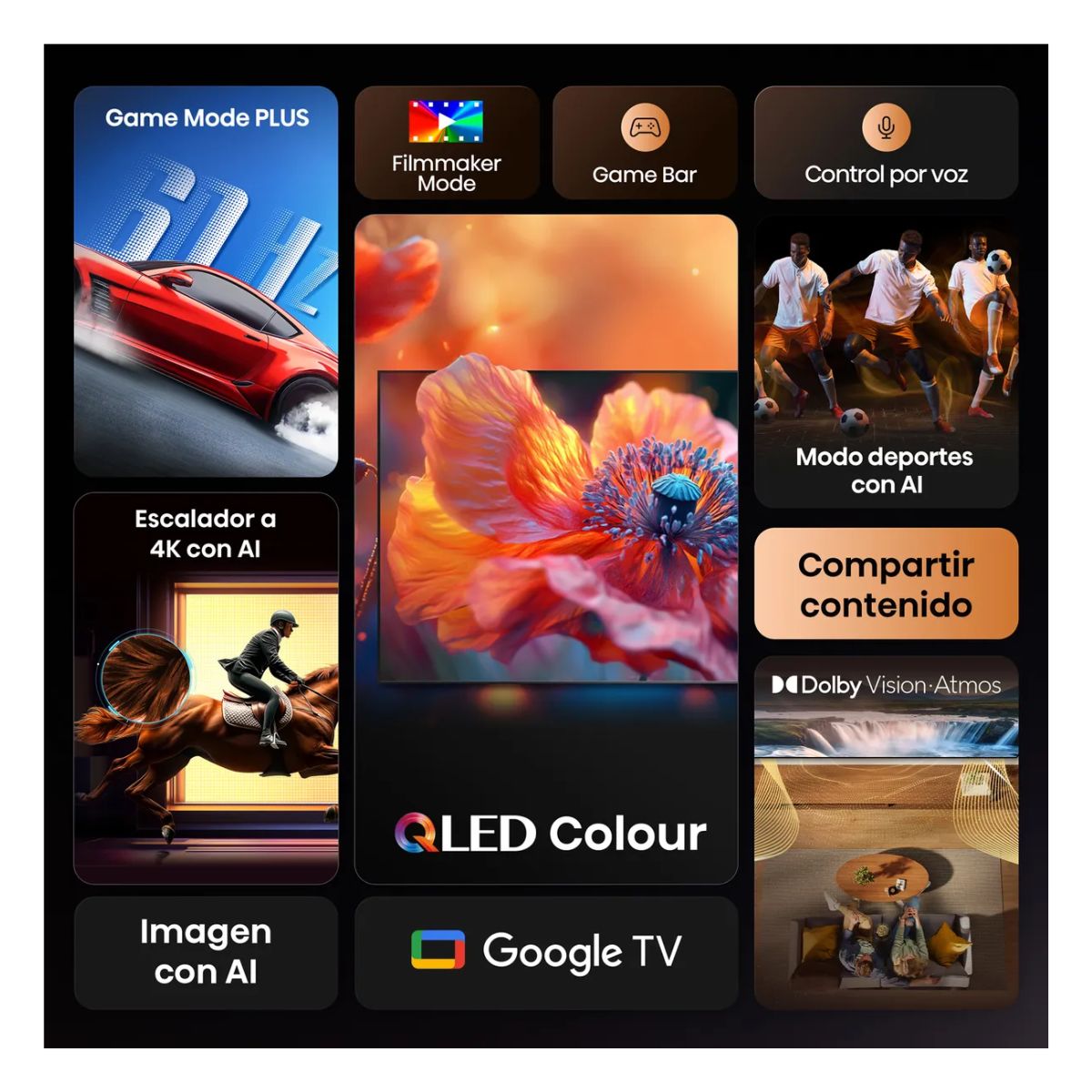 TELEVISOR SMART TV 75'' QLED UHD 4K 75QD6N GOOGLETV 2025
+ ANT + SOUNDBAR HW-B450F - 4