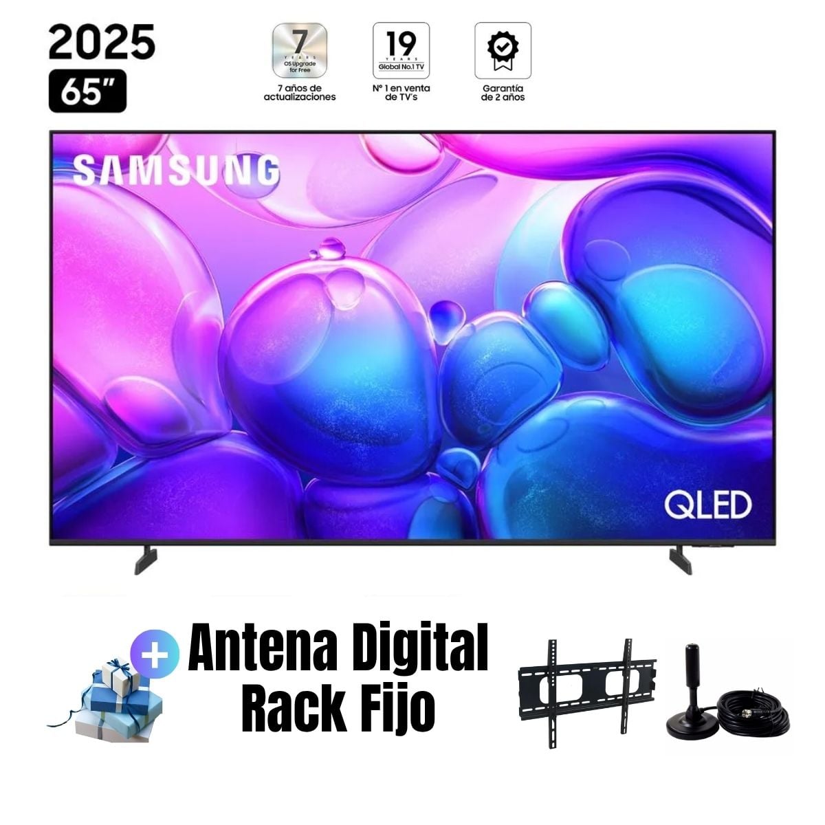TELEVISOR SMART TV SAMSUNG 65'' QLED UHD 4K QN65Q6FAAGXPE 2025 + ANT + RACK FIJO - 1