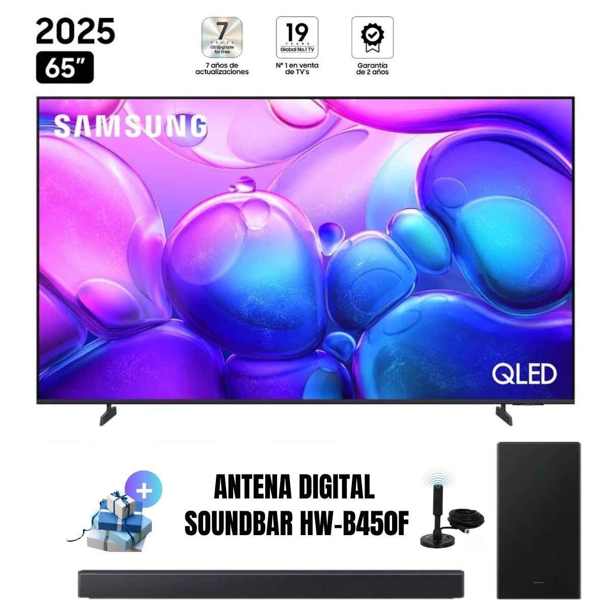 TELEVISOR SMART TV SAMSUNG 65'' QLED UHD 4K QN65Q6FAAGXPE 2025 + ANT + SOUNDBAR HW-B450F - 1