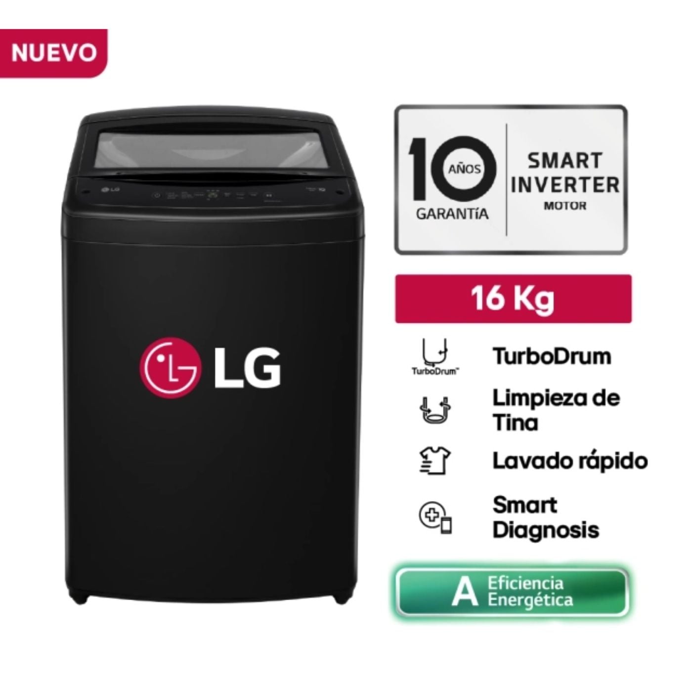 LAVADORA LG 16KGTURBODRUM WT16OBVTB ONYX NEGRO - 1