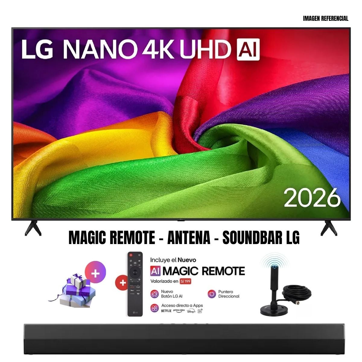 TELEVISOR SMART TV LG 75'' NANO UHD 4K AI SMART TV 75NU800BPSB 2026 + ANT + MAGIC + SOUNDBAR LG - 1