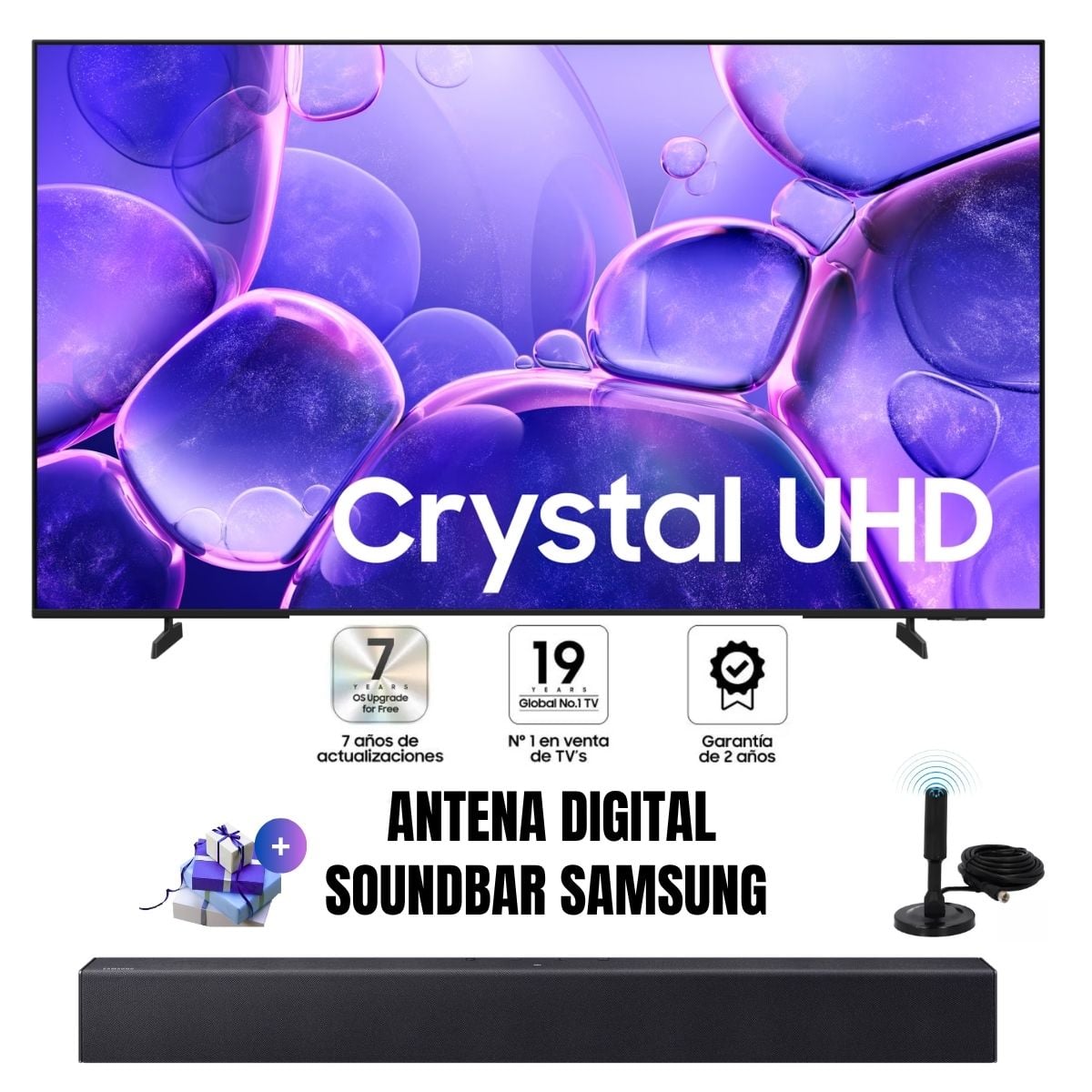 TELEVISOR SAMSUNG 75'' CRYSTAL UHD 4K UN75U8000FGXPE 2025
+ ANT + SOUNBDAR SAMSUNG - 1