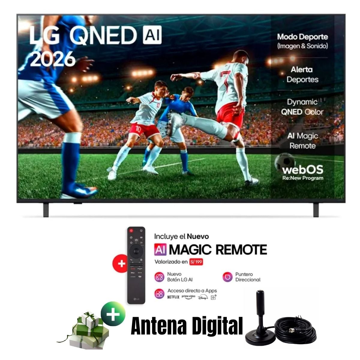TELEVISOR SMART TV LG 50'' QNED UHD 4K THINQ AI 50QNED73ASA 2026 + ANTENA DIGITAL - 1