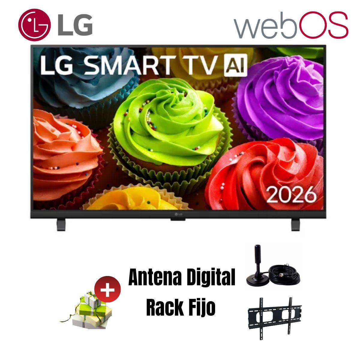 TELEVISOR SMART TV LG 32'' HD AI WEBOS 32LB650BPSA 2026 + ANT + RACK FIJO - 1