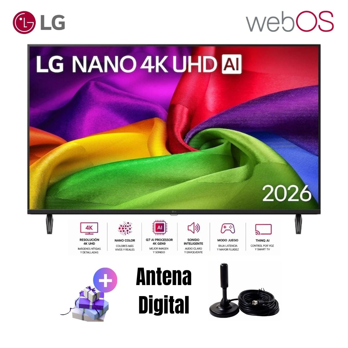 TELEVISOR SMART TV LG 43'' NANO UHD 4K 43NU800BPSC 2026 + ANTENA DIGITAL - 1