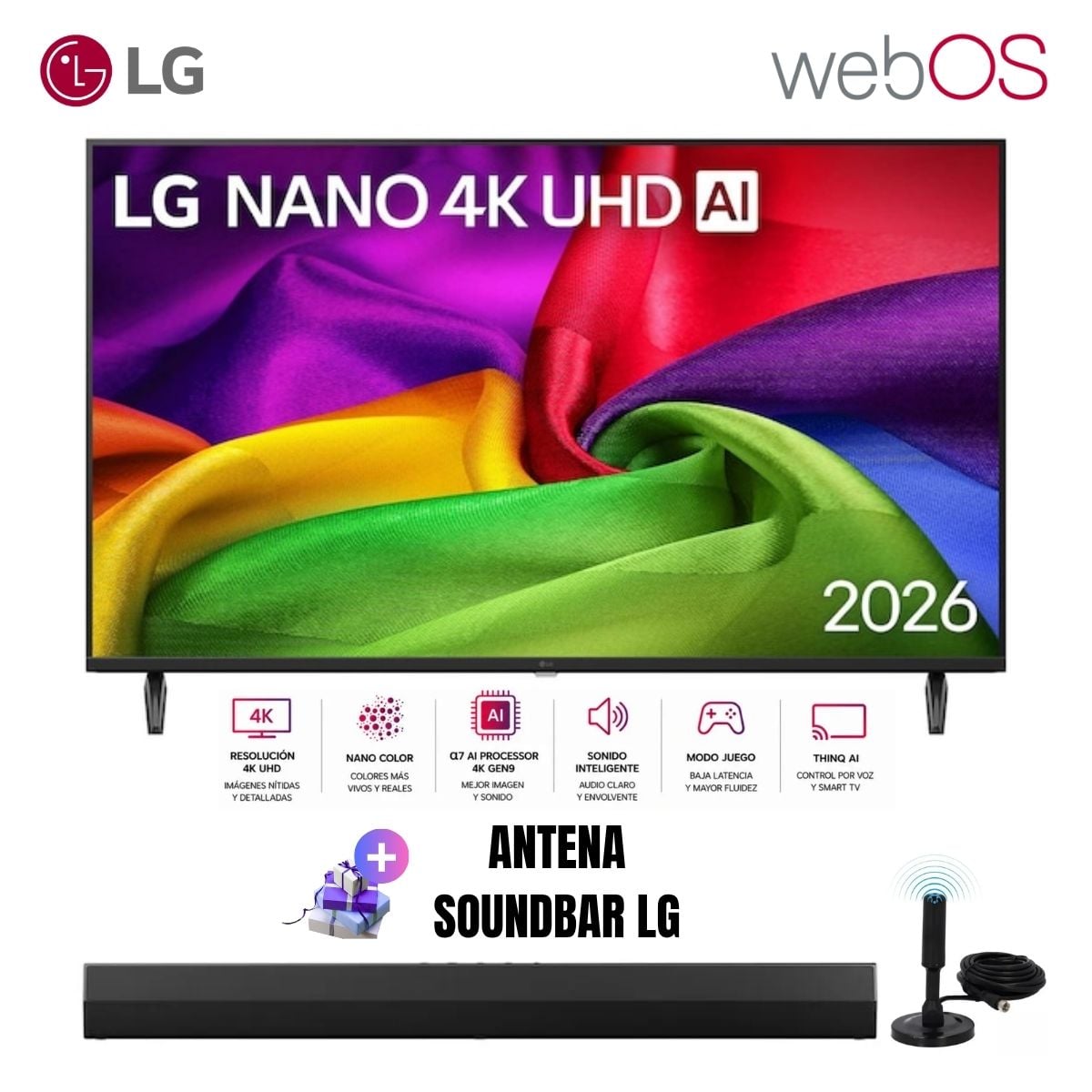 TELEVISOR SMART TV LG 43'' NANO UHD 4K 43NU800BPSC 2026 + ANT + SOUNDBAR LG - 1