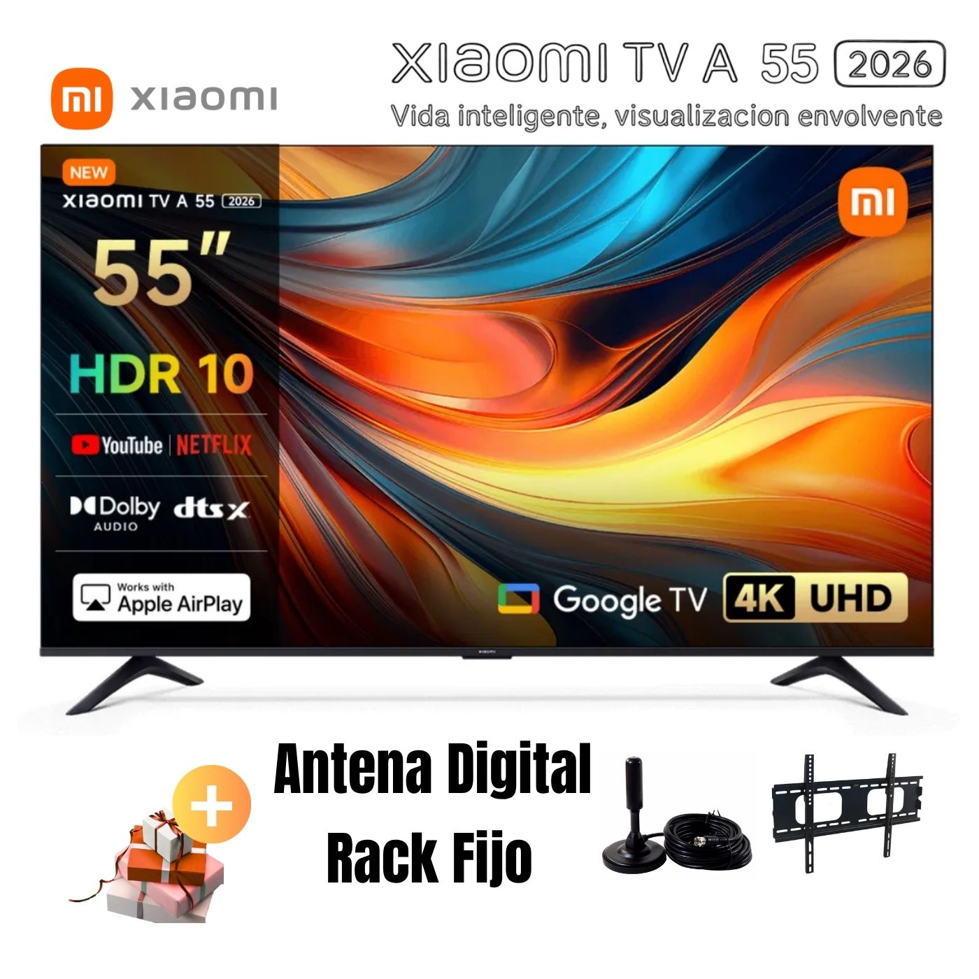 TELEVISOR SMART TV 55'' UHD 4K XIAOMI L55MB-APH GOOGLETV 2026 + ANT + RACK FIJO - 1