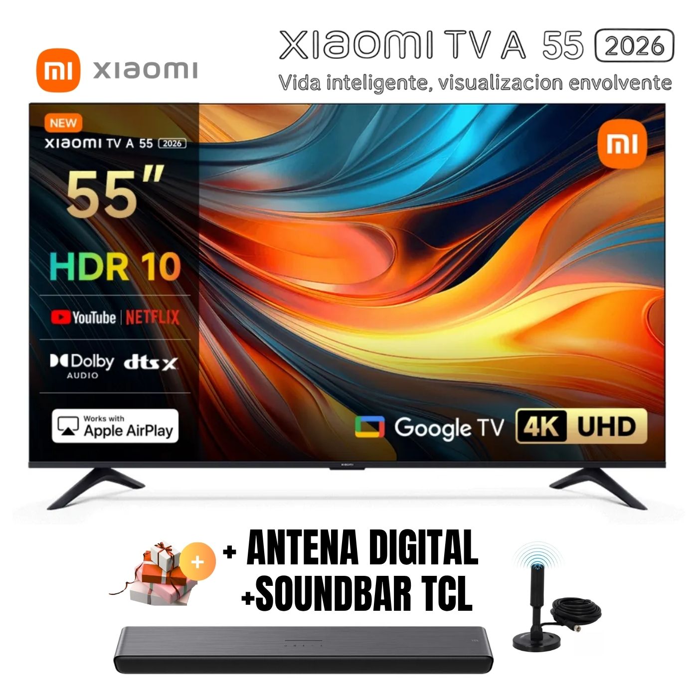 TELEVISOR SMART TV 55'' UHD 4K XIAOMI L55MB-APH GOOGLETV 2026 + ANT + SOUNDBAR TCL - 1