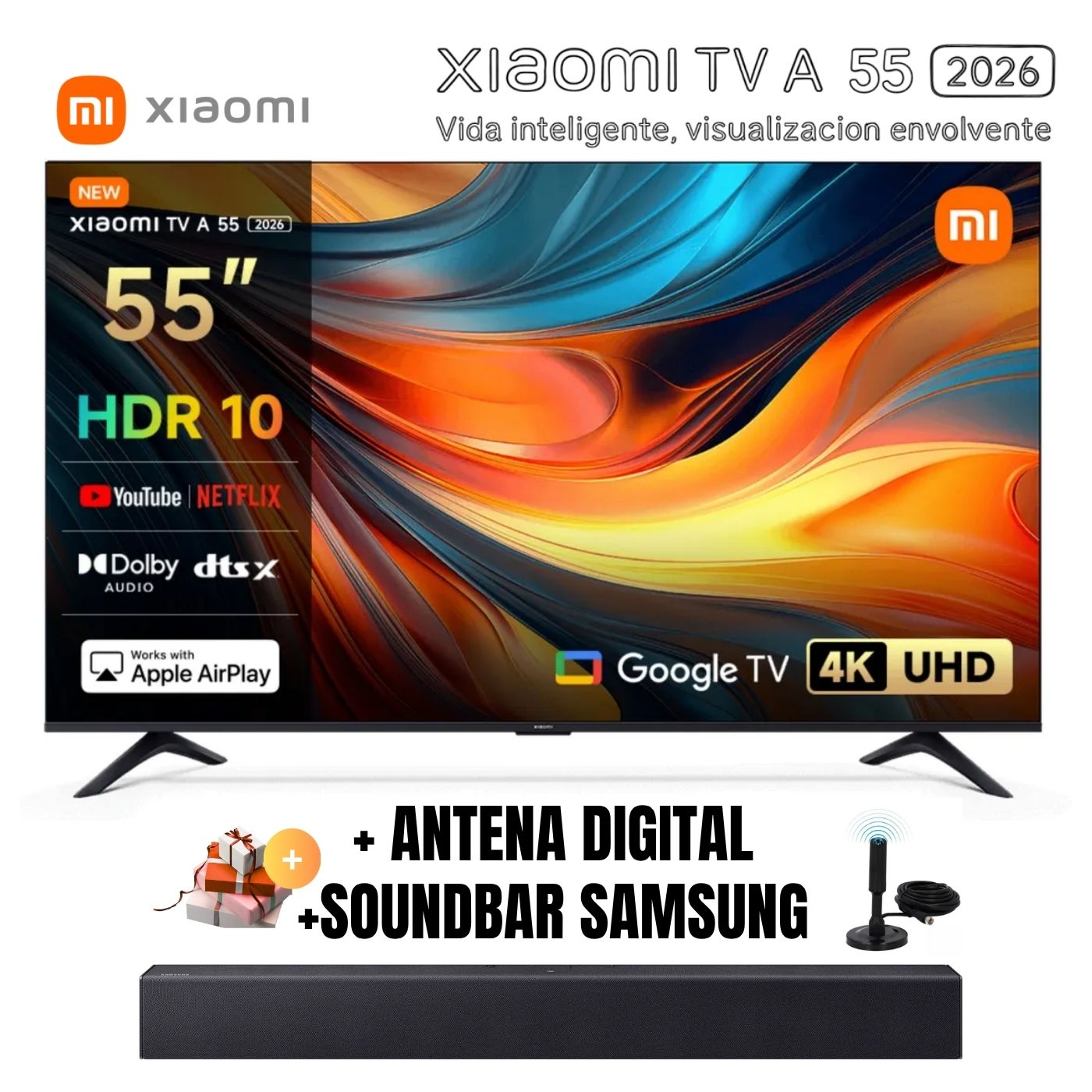 TELEVISOR SMART TV 55'' UHD 4K XIAOMI L55MB-APH GOOGLETV 2026 + ANT + SOUNDBAR SAMSUNG - 1