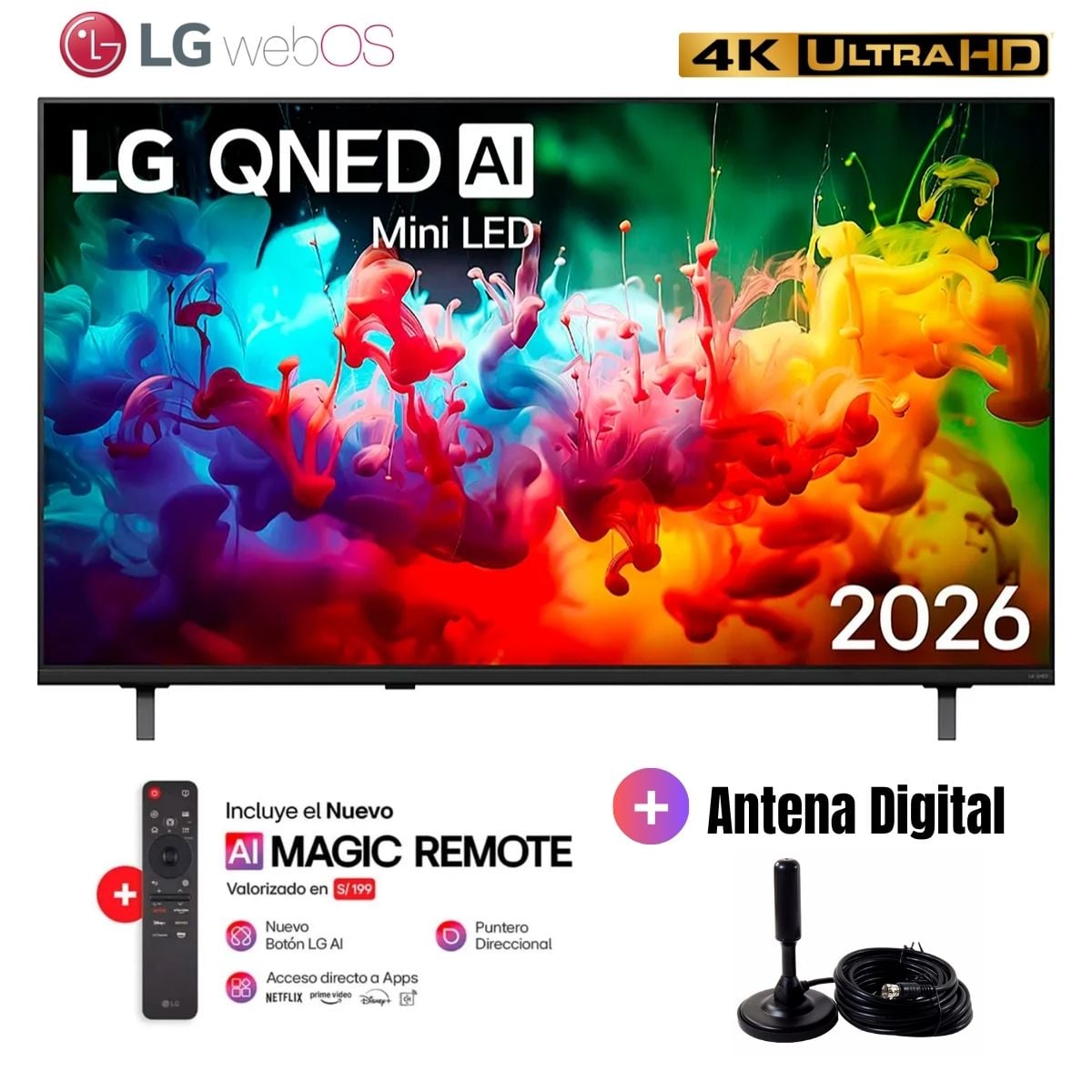 TELEVISOR SMART TV LG 50'' QNED MINILED UHD 4K 50QNED70BSA 2026 + ANT - 1