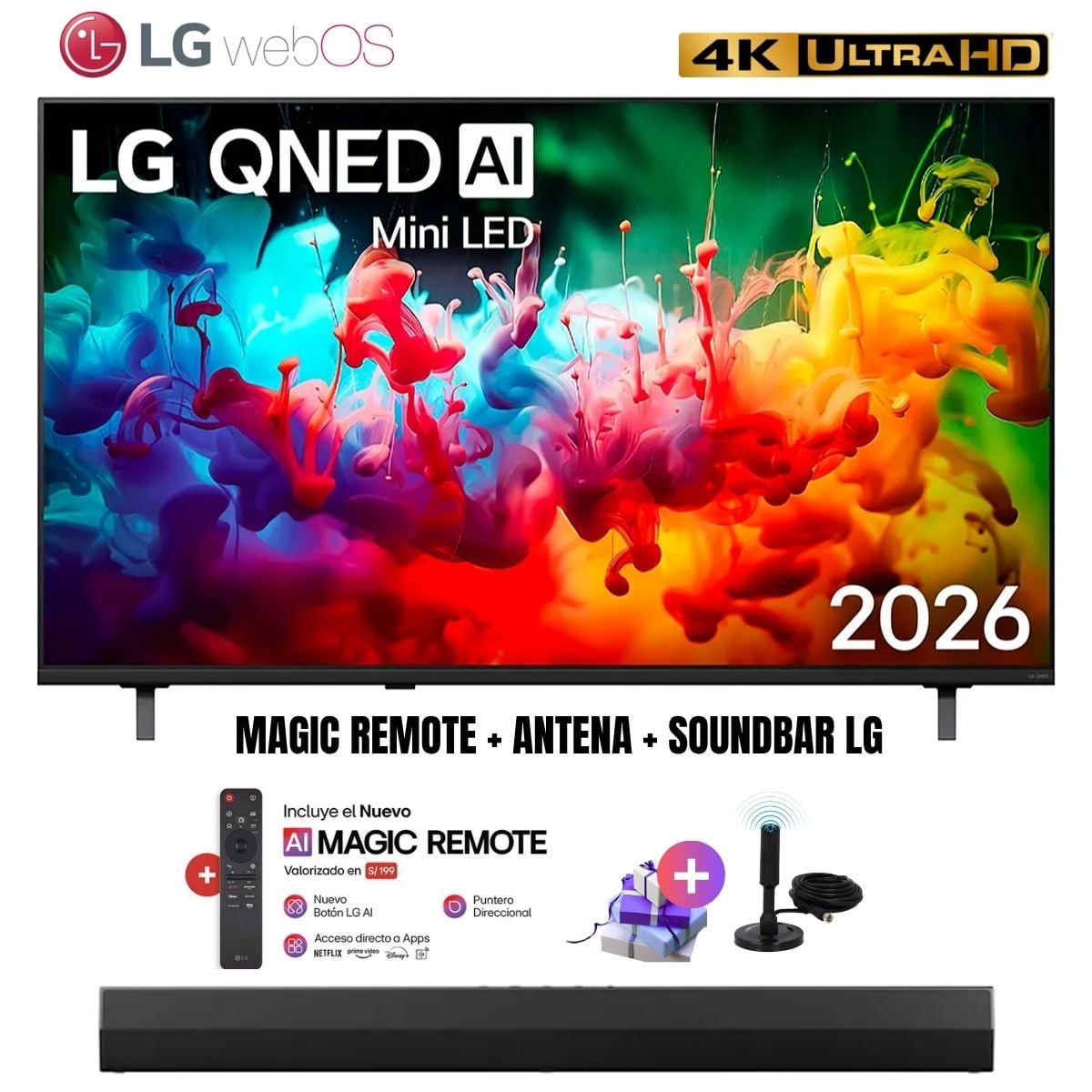 TELEVISOR SMART TV LG 50'' QNED MINILED UHD 4K 50QNED70BSA 2026 + ANT + SOUNDBAR LG - 1