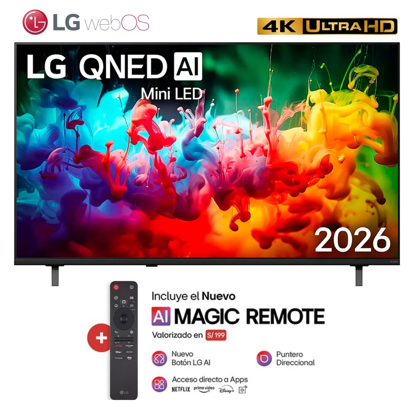 TELEVISOR SMART TV 75'' LG QNED MINILED UHD 4K WEBOS 75QNED65BSA 2026 - 1