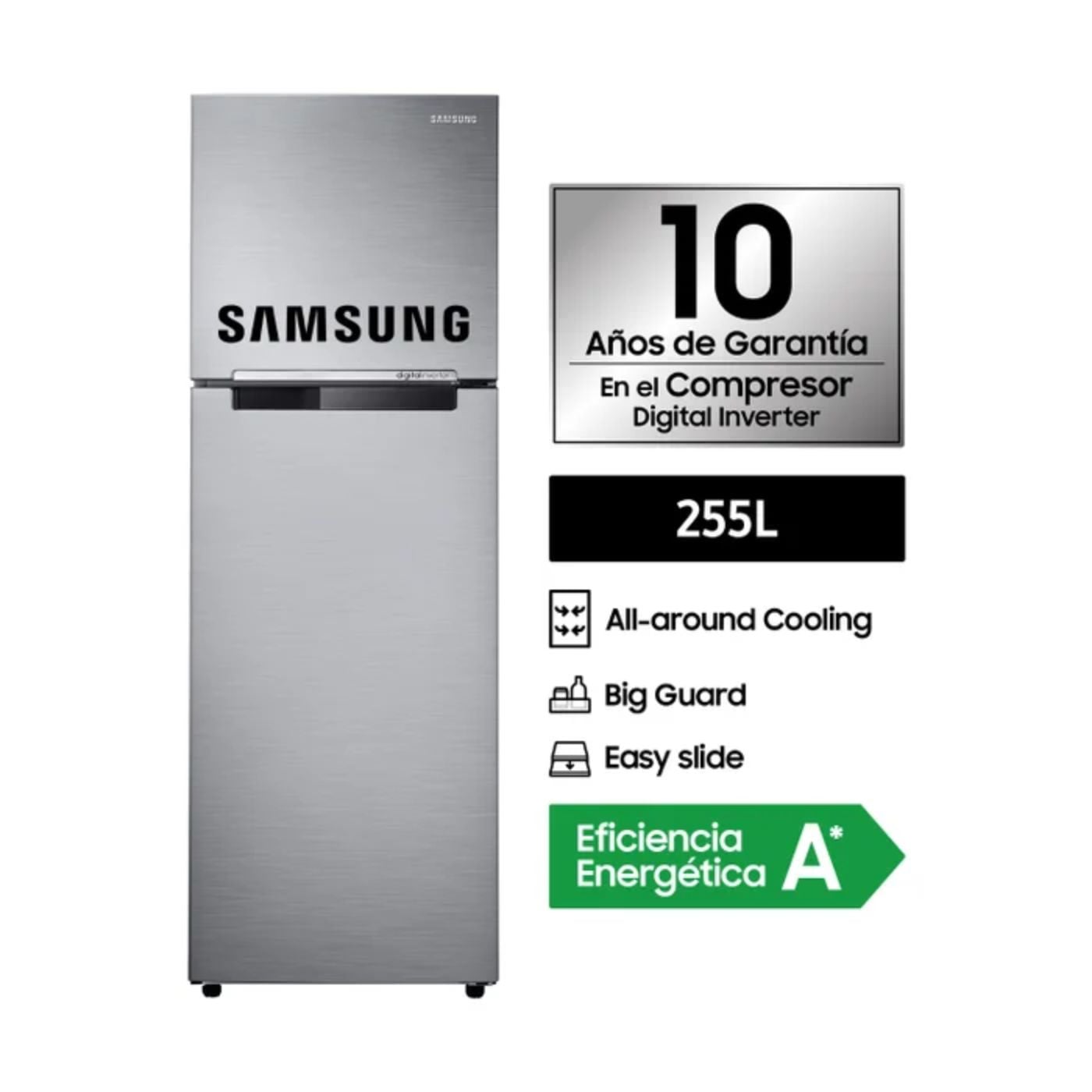REFRIGERADORA SAMSUNG TOP MOUNT RT25FARADS8 255LT SILVER - 1