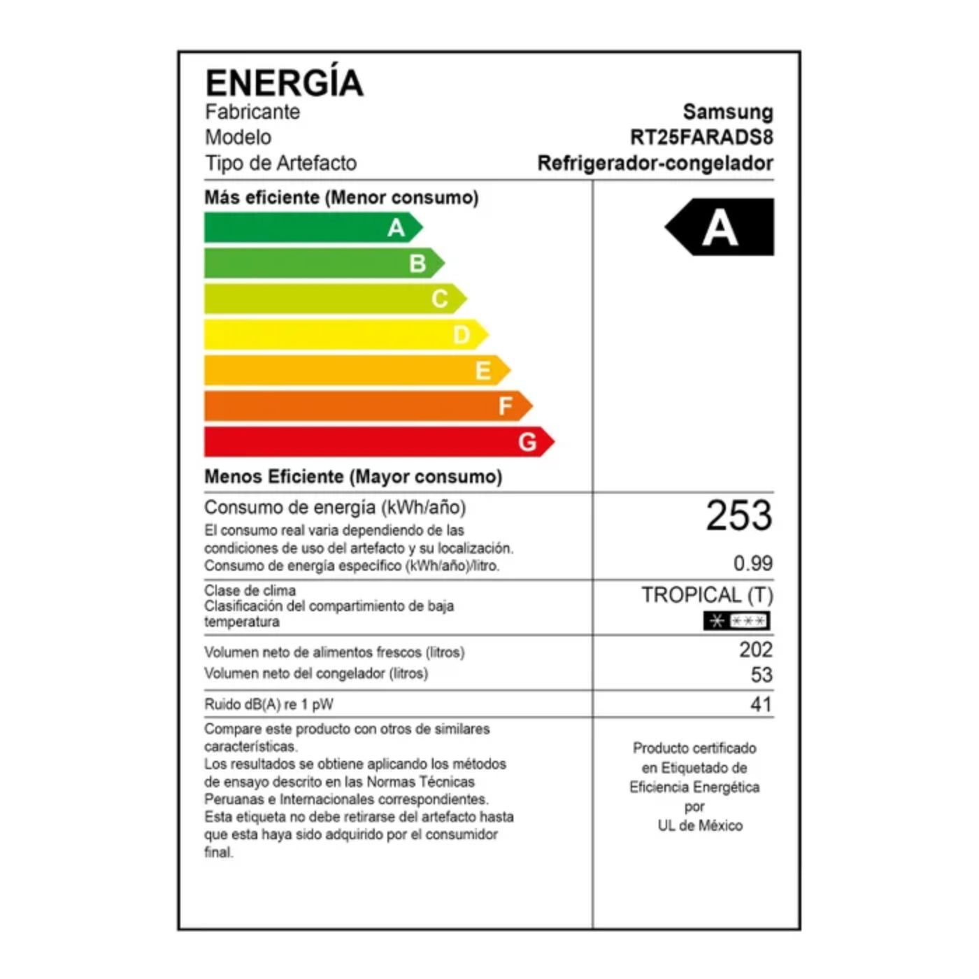 REFRIGERADORA SAMSUNG TOP MOUNT RT25FARADS8 255LT SILVER - 6