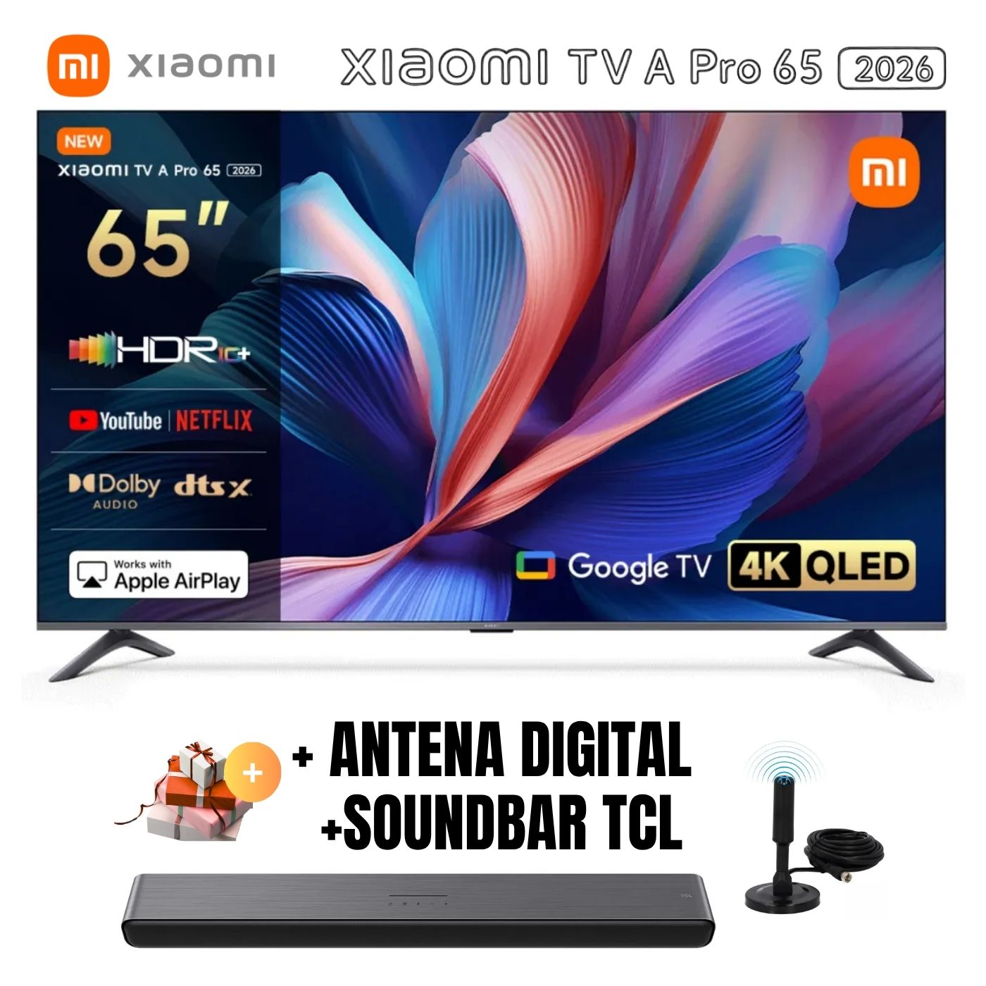 TELEVISOR SMART TV 65'' XIAOMI A PRO QLED UHD 4K L65MB-APPH GOOGLETV 2026 + ANT + SOUNDBAR TCL - 1