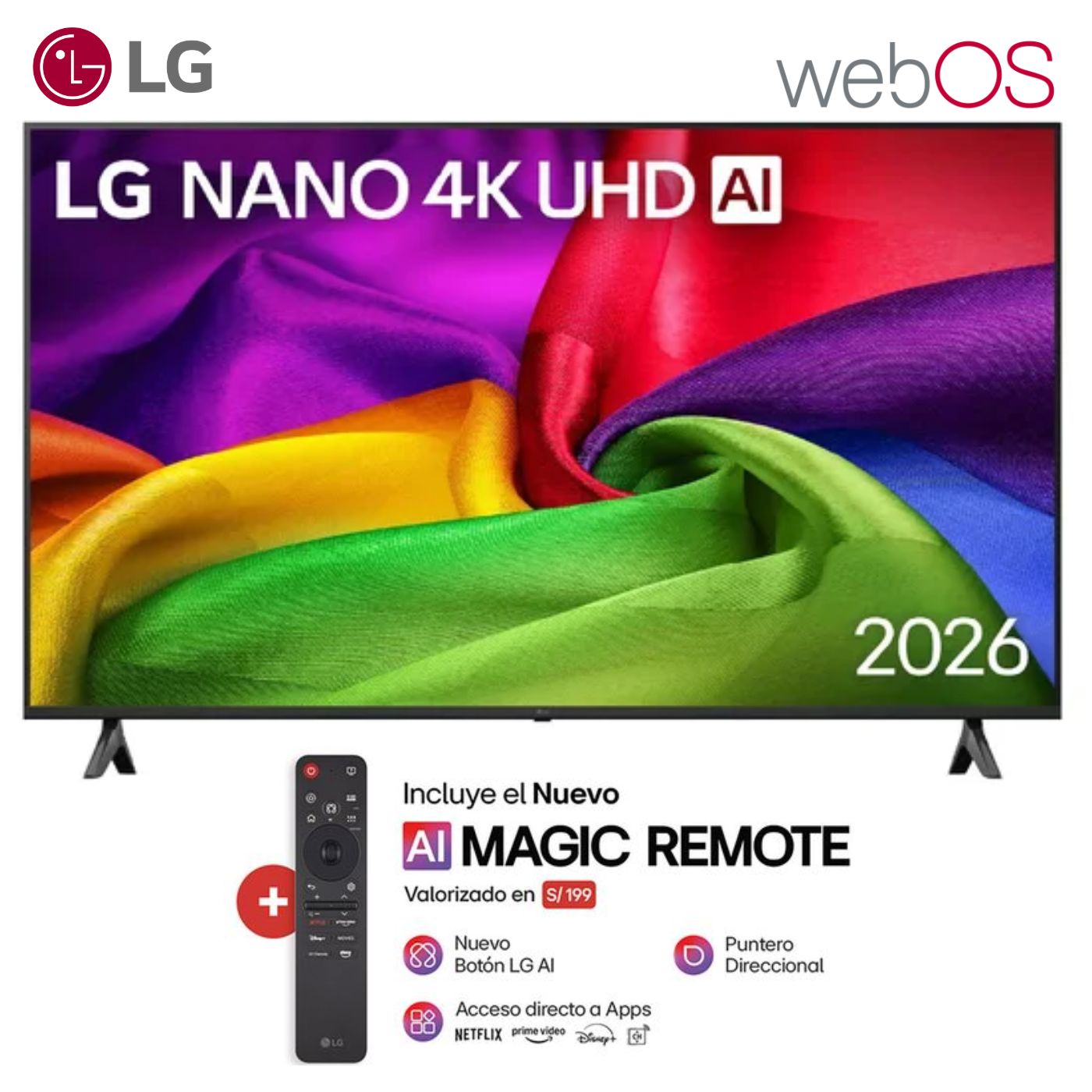 TELEVISOR SMART TV LG 55'' NANO UHD 4K WEBOS 55NU800BPSB 2026 - 1