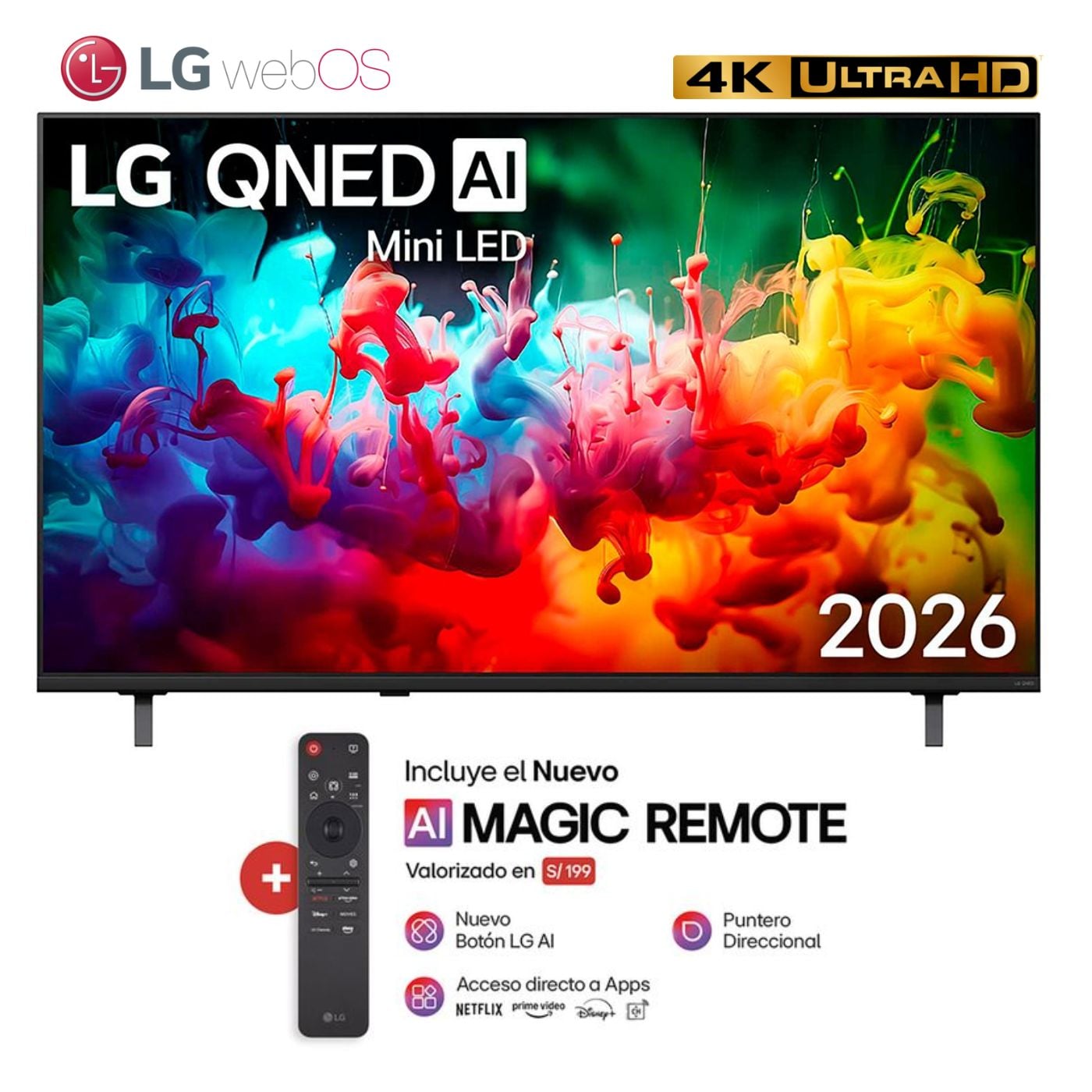 TELEVISOR SMART TV LG 65'' QNED MINILED UHD 4K 65QNED70BSA 2026 - 1