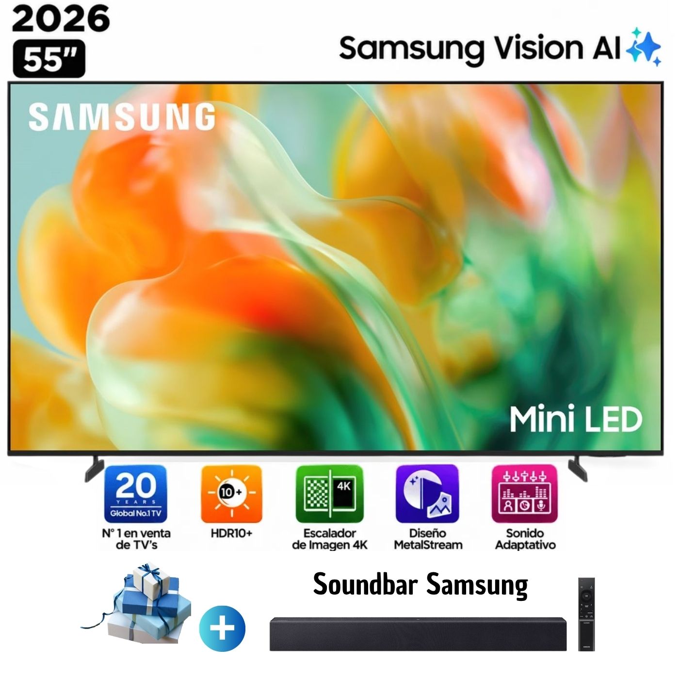 TELEVISOR SAMSUNG  MINI LED 55 PULGADAS 4K ULTRA HD TIZEN UN55M80HAGXPE + SOUNDBAR SAMSUNG - 1