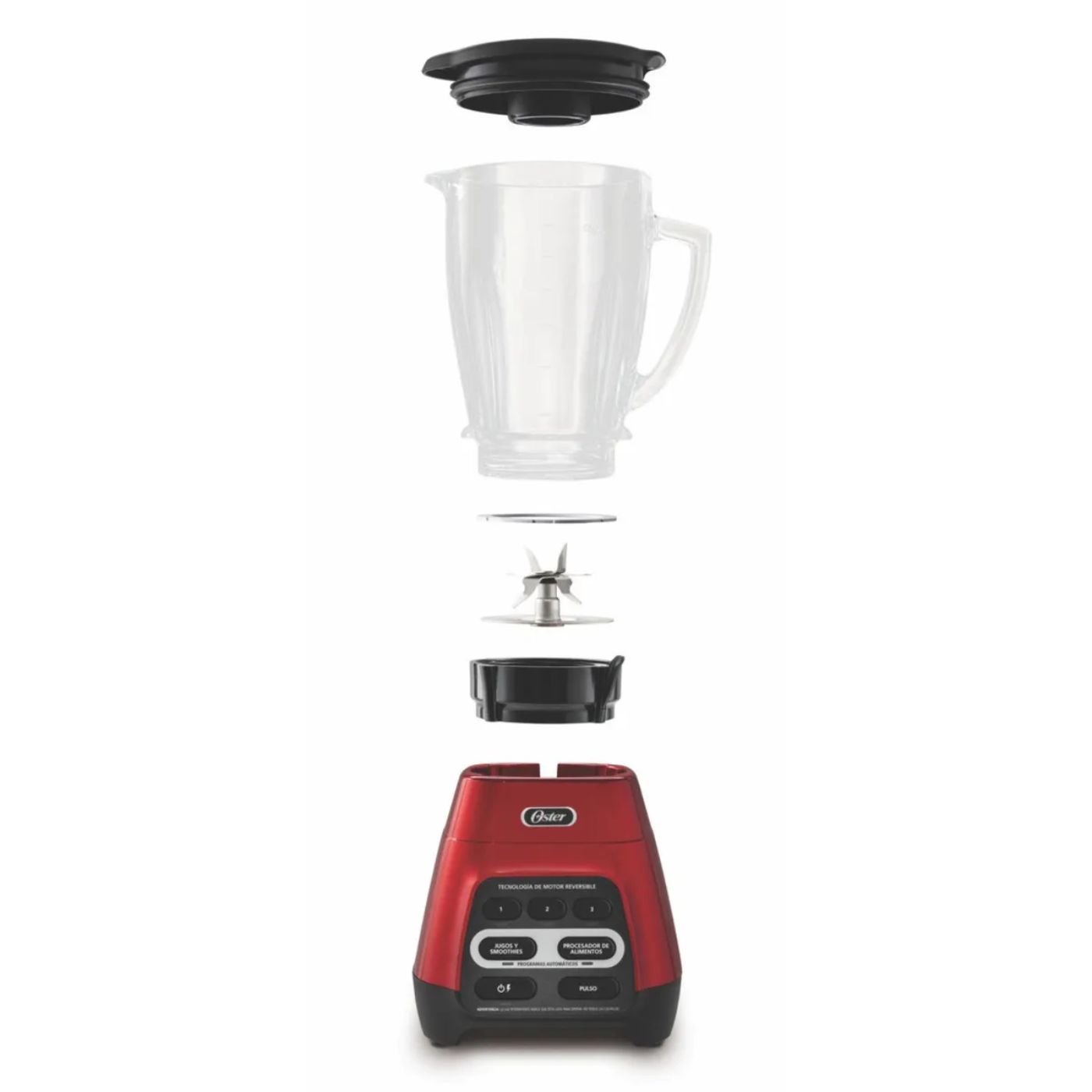 LICUADORA REVERSIBLE DE 1.5 LTS 3 VEL BLEND GO OSTER BLSTPYG1310RBG ROJO - 6
