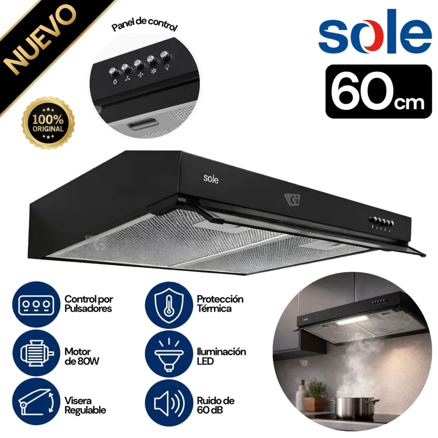CAMPANA EXTRACTORA NYX SOLE 60CM TURE96CO - 1