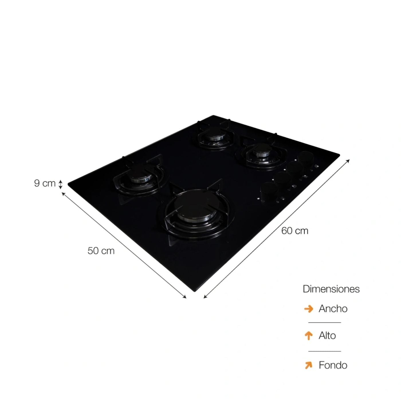 ENCIMERA VIDRIO TEMPLADO SOLE A GAS 60CM SOLCO049 - 5