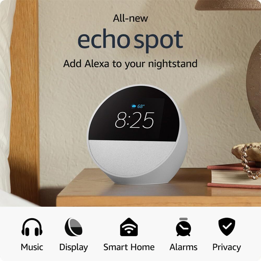 AMAZON ECHO SPOT CON RELOJ 2024 | BLANCO - 1