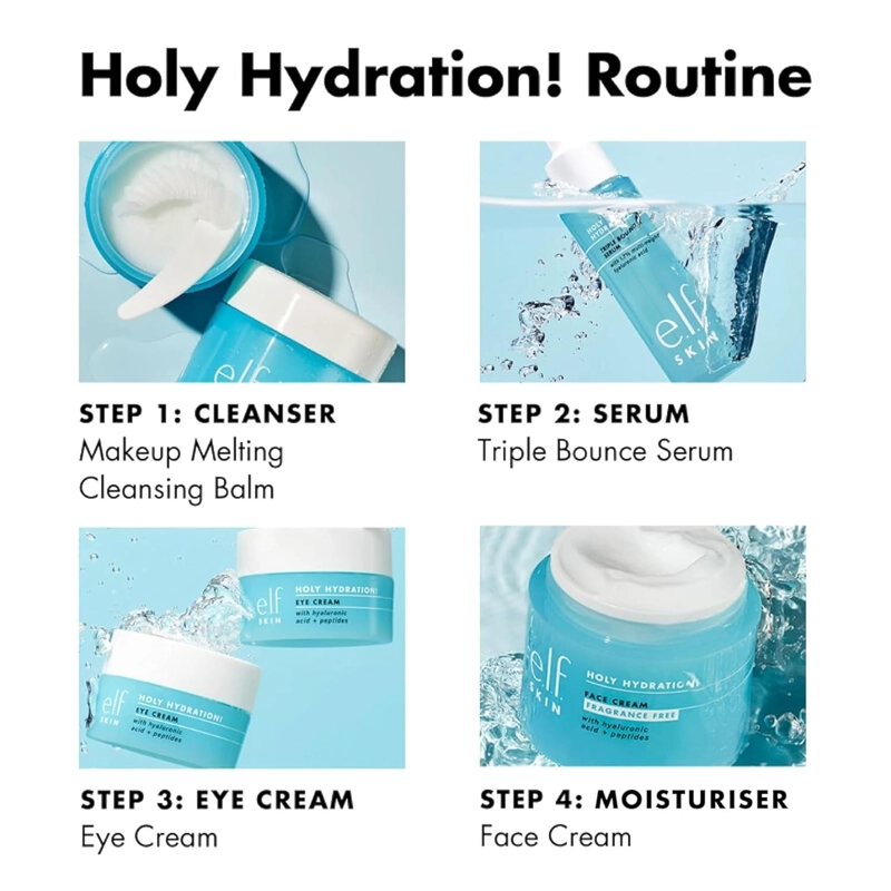 E.L.F. SKIN HOLY HYDRATION! CREMA FACIAL, HIDRATANTE PARA NUTRIR Y RELLENAR LA PIEL, 1.76 ONZAS - 3