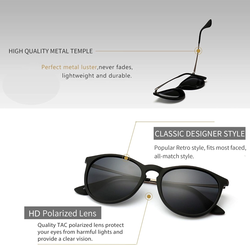 SUNGAIT GAFAS DE SOL REDONDAS VINTAGE PARA MUJERES Y HOMBRES, ESTILO CLÁSICO RETRO - 3