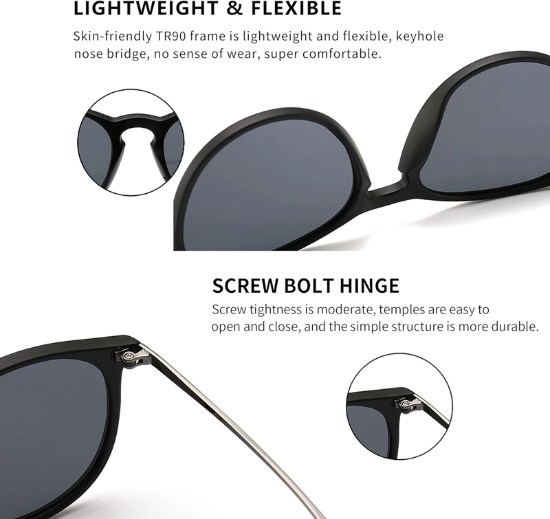 SUNGAIT GAFAS DE SOL REDONDAS VINTAGE PARA MUJERES Y HOMBRES, ESTILO CLÁSICO RETRO - 4
