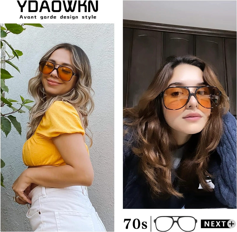 YDAOWKN LENTES DE SOL CLÁSICOS ESTILO AVIADOR VINTAGE PARA MUJERES Y HOMBRES, MARCO GRANDE, RETRO DE LOS AÑOS 70, UV400 - 3