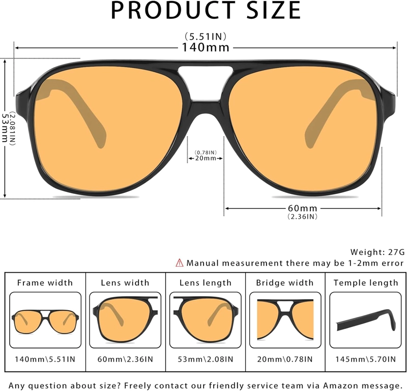YDAOWKN LENTES DE SOL CLÁSICOS ESTILO AVIADOR VINTAGE PARA MUJERES Y HOMBRES, MARCO GRANDE, RETRO DE LOS AÑOS 70, UV400 - 4
